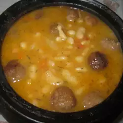 Beans with Meatballs in a Guvec