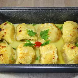Chicken Roll with Bacon and Cheese in White Sauce